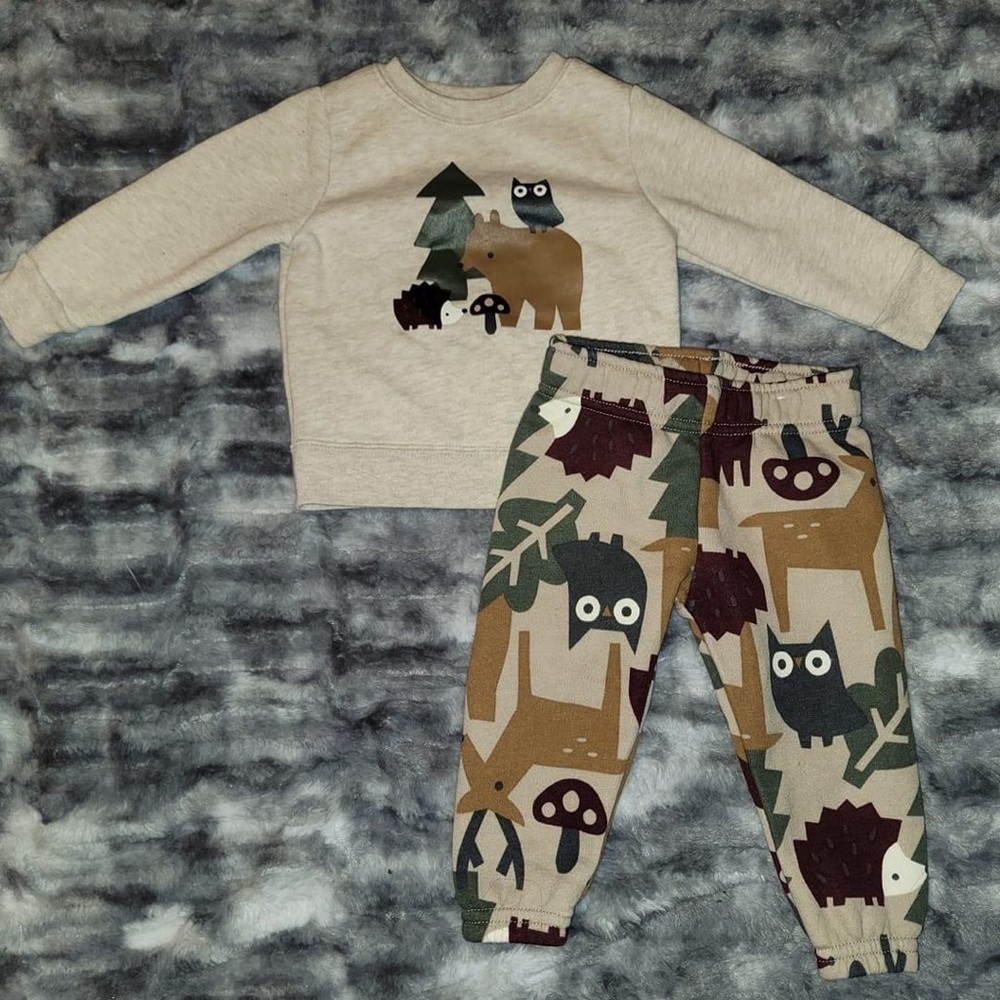 Woodland sweater/pants outfit - size 6-9 month
